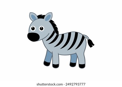 Stylized zebra vector with black and white stripes, perfect for logos, posters, and educational materials. High-quality and scalable for any design project.