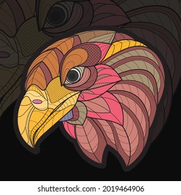 Stylized zentangle animal coloring eagle bird illustration