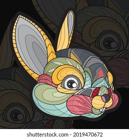 Stylized zentangle animal coloring rabbit illustration