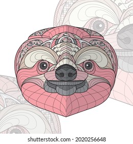 Stylized zentangle animal coloring sloth illustration