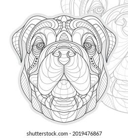 Stylized zentangle lineart animal a big dog illustration