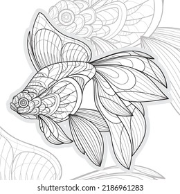 Ilustración estilizada de peces de zentangle lineareareart animal koi
