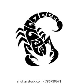 Stylized zodiac sign Scorpio in the style of the Maori tattoo. An illustration drawn in a vector.