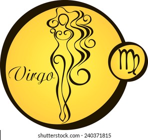 Stylized Zodiac Signs Yellow Circle Virgo Stock Vector (Royalty Free ...