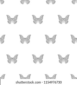 Stylizes Japanese silk moth vector seamless pattern.