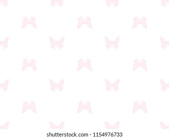 Stylizes Japanese silk moth vector seamless pattern. Pink and white.
