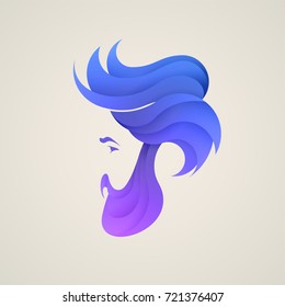 Stylizes man's head and hair logotype  Logo design for hair   barber salon  
