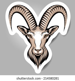 Stylizing Goat's head, symbol of the year.  Sticker  for your design.  