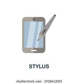 Icono plano de Stylus. Elemento de color sencillo de la colección de accesorios de teléfono. Icono de Creative Stylus para diseño web, plantillas, infografías y más