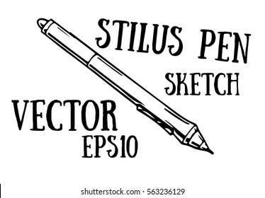 Stylus Pen Hand Draw Sketch. Vector Illustration