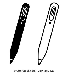 stylus pen icon, simple flat style, illustration, logo sign symbol pictogram template, for ui or ux isolated on white for mobile app, editable