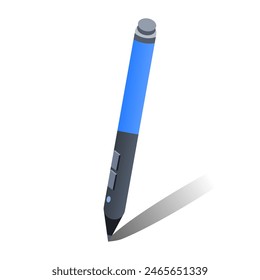 stylus pen isolated, stylus, stylus pen icon, pen for tablet touchscreen, computer drawing, graphic design instrument. digital pen for touchscreen tablet. vector illustration.