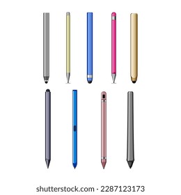 stylus pen set cartoon. tablet digital, touch graphic, hand device, technology computer stylus pen sign. isolated symbol vector illustration