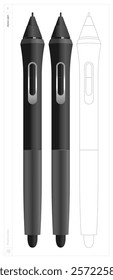 Stylus pen. Vector illustration. Fill and stroke.