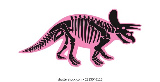 Styracosaurus Dinosaur skeleton Prehistoric Animal. Vector illustration