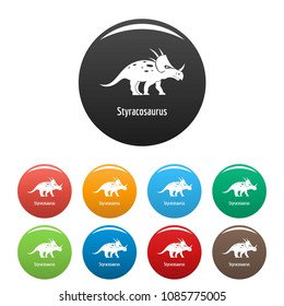 Styracosaurus icon. Simple illustration of styracosaurus vector icons set color isolated on white