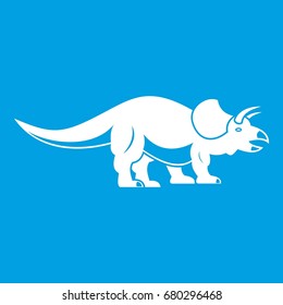 Styracosaurus icon white isolated on blue background vector illustration