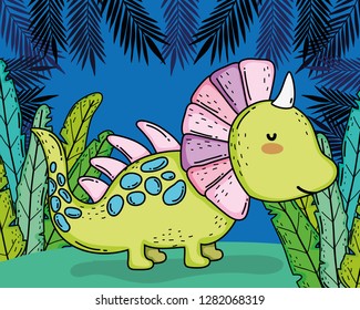 styracosaurus prehistoric dino animal with plants