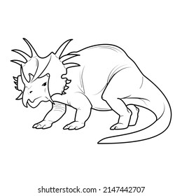 Styracosaurus sketch. Prehistoric animal of dinosaur for kids coloring book