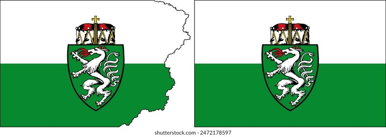 Styria flags vector. Standard flag and with torn edges