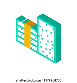 material de construcción de poliestireno vectorial de ícono isométrico. signo de material de construcción de espuma de estireno. ilustración de símbolo aislado