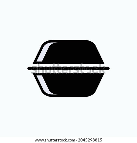 Styrofoam Icon for Lunch Box. Meal Package Symbol  - Vector.