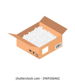 styrofoam inside box isolated icon