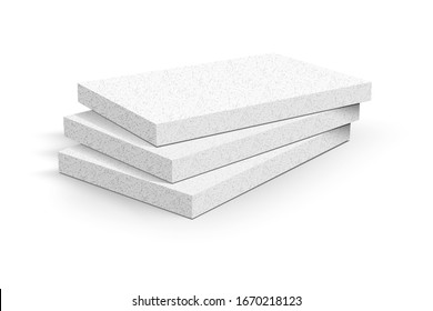 Styrofoam sheets on white background. Vector illustration. 