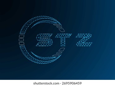 Diseño de Vector de logotipo de letra polivinílica baja STZ. STZ diseño de logotipo de poliéster inferior. Logotipo de poliéster bajo.