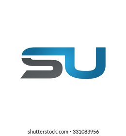 SU company linked letter logo blue