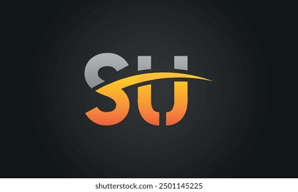 SU creative and modern letter logo design. SU logo design vector in black background.