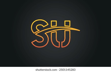 SU creative and modern letter logo design. SU logo design vector in black background.