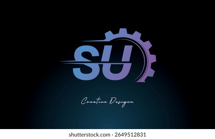 SU Gear Fusion Logo - Industrial Tech-Inspired Letter mark Futuristic Industrial Letter Mark Design para marcas de tecnologia e engenharia.