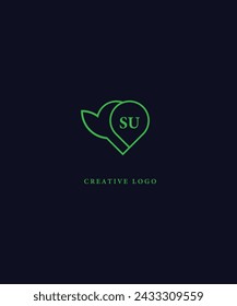 SU green logo Design. SU Vector logo design for business.