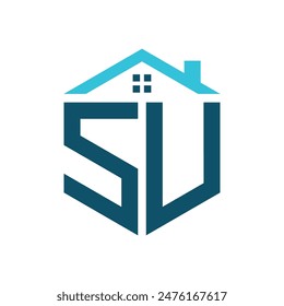 SU House Logo Design Template. Letter SU Logo for Real Estate, Construction or any House Related Business