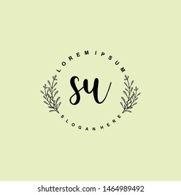 SU Initial beauty floral logo template