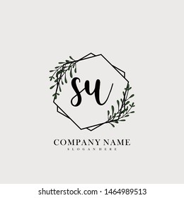 SU Initial beauty floral logo template