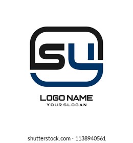 SU initial box letter logo template vector