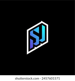 SU initial gradient blue gaming concept ideas for esport team, twitch and streamer