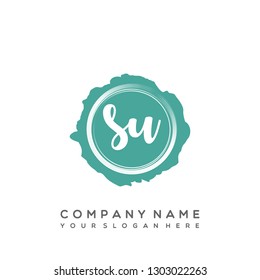 SU Initial Handwriting logo template vector