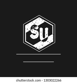 SU Initial Handwriting logo template vector