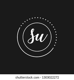 SU Initial Handwriting logo template vector