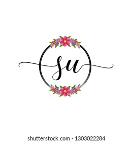 SU Initial Handwriting logo template vector