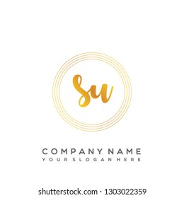 SU Initial Handwriting logo template vector