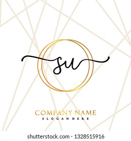 SU Initial Handwriting logo template vector