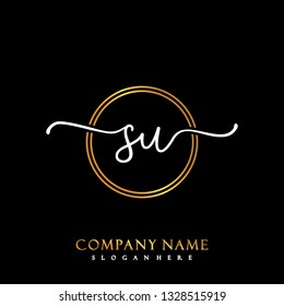 SU Initial Handwriting logo template vector