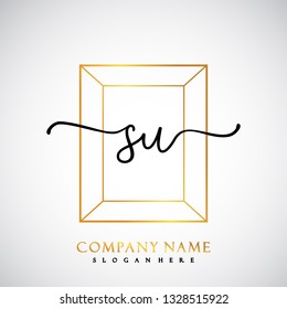 SU Initial Handwriting logo template vector