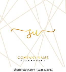 SU Initial Handwriting logo template vector