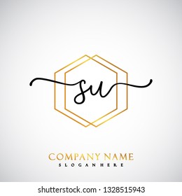 SU Initial Handwriting logo template vector