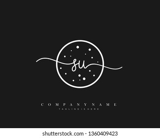 SU initial handwriting logo template vector